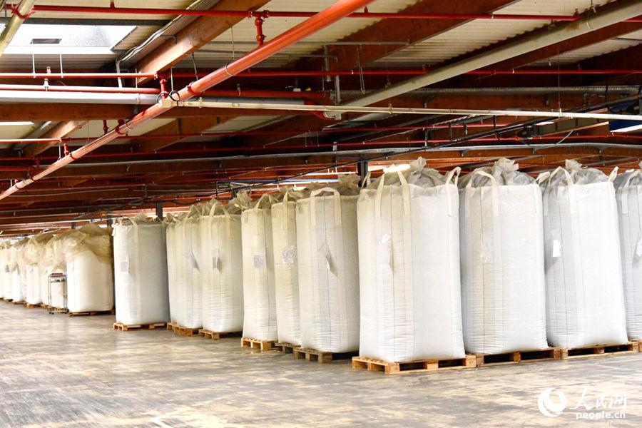 巴约讷塑料回收厂内，经过处理的塑料装袋完毕，准备发往客户。龚鸣摄