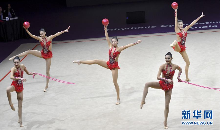 （体育）（3）体操——2018亚洲艺术体操锦标赛：成年组集体3球2绳赛况
