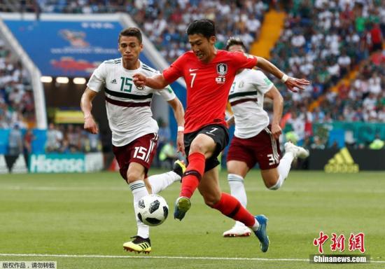 北京时间6月23日晚，2018俄罗斯世界杯F组次轮韩国队与墨西哥队的比赛在顿河畔罗斯托夫打响。墨西哥队凭借上半时贝拉点球命中，以及下半场埃尔南德斯反击得手，伤停补时期间，孙兴民远射为韩国队扳回一球，最终墨西哥2-1战胜韩国队。