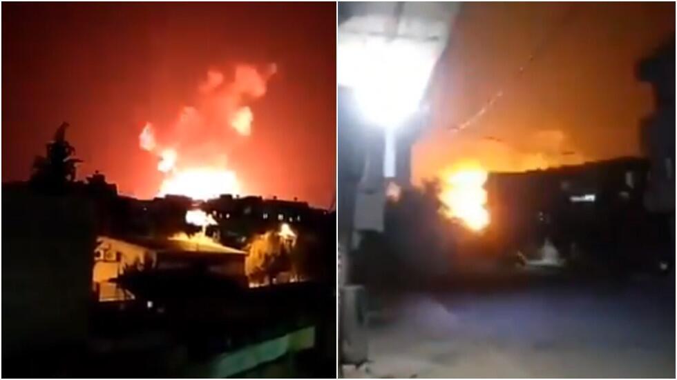 叙利亚称以色列对叙发动空袭 疑似弹药库被击中火光照亮夜空