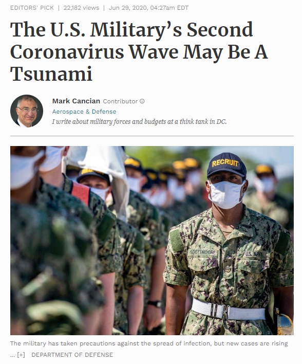 美媒：美军正经历第二波新冠疫情，病毒如海啸般涌来