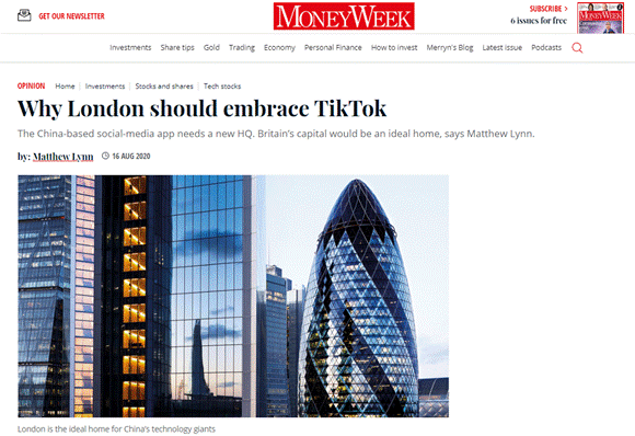 作为中西方之间的桥梁，伦敦应该欢迎TikTok
