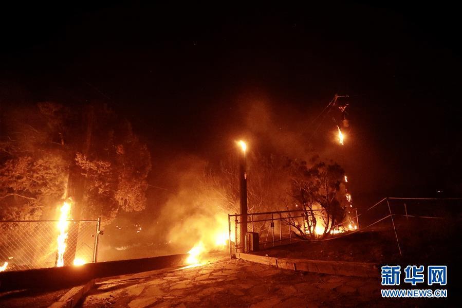“山猫”山火继续在美国洛杉矶县山区蔓延