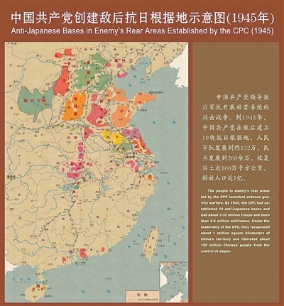中国共产党创建敌后抗日根据地示意图（1945年）