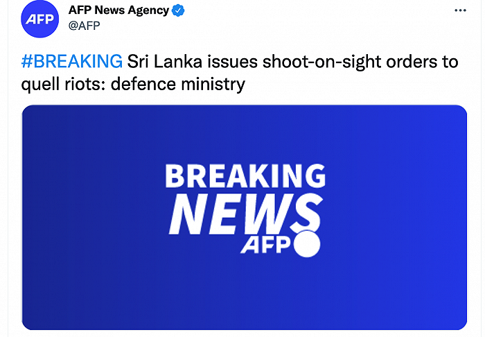 斯里兰卡发布“就地枪决令”以平息暴乱