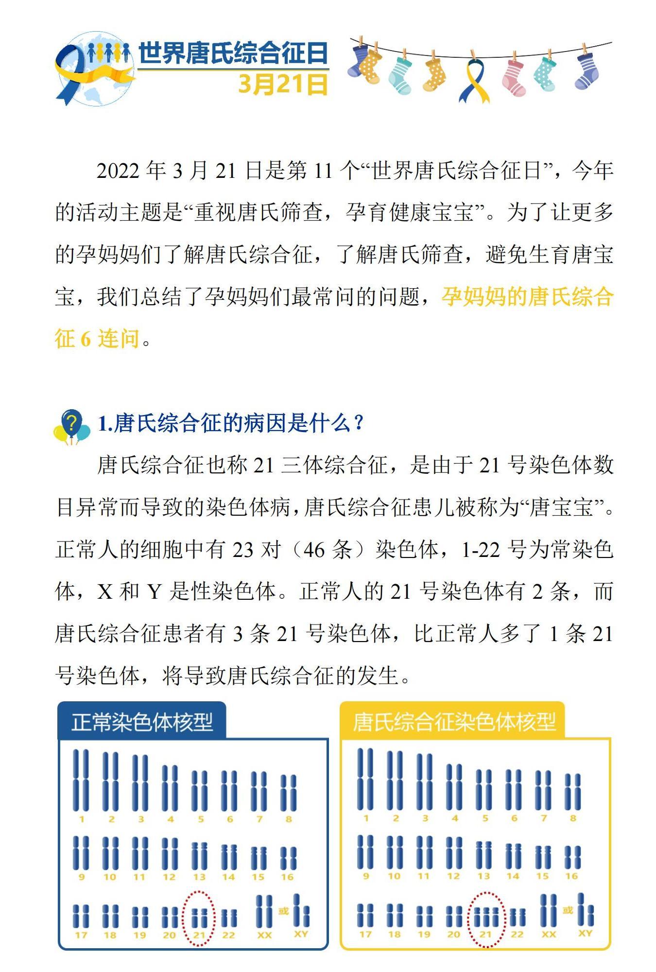 世界唐氏综合征日重视唐氏筛查孕育健康宝宝孕妈妈的唐氏综合征6连问